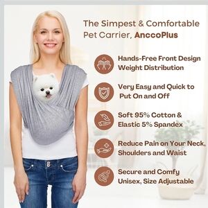 AnccoPlus Small Pet Carrier - Pet Travel, Pet Sling, Dog Backpack, Cat Backpack